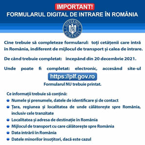 Formularul digital de intrare în România